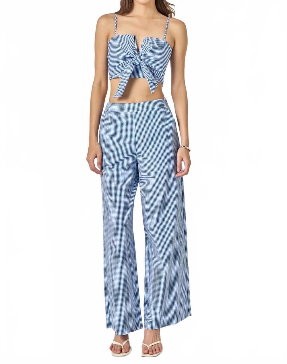 NEW 2.7 AUGUST APPAREL check set in blue